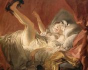 让 奥诺雷 弗拉戈纳尔 : Young Woman Playing with a Dog